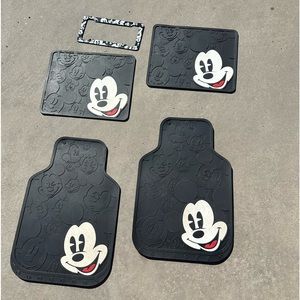 Used Mickey Mouse car mats & plate cover